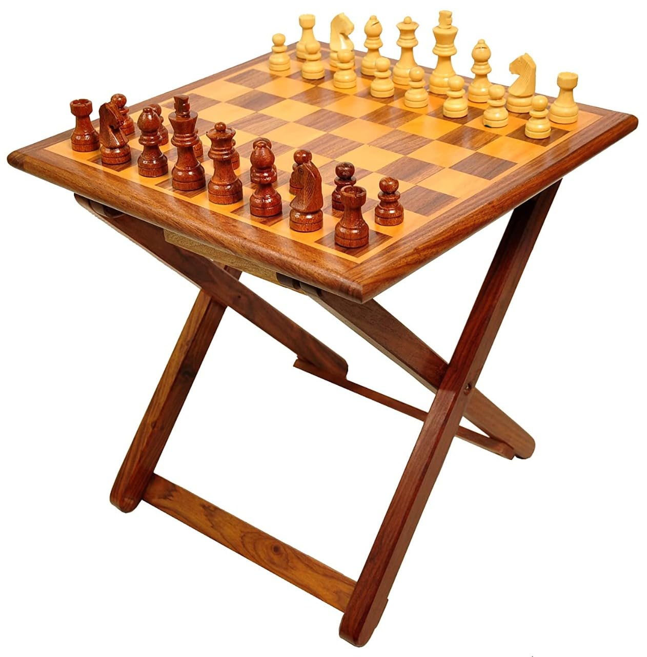 Sheesham Wood Handicrafts Wooden Chess Board with 32 Chessmen